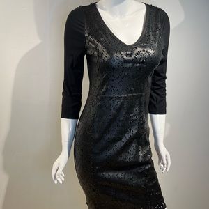 Hale Bob Black Leather Dress., Bodycon mini dress size medium perfect condition